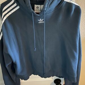 Adidas Navy Hoodie Cropped with White Logo